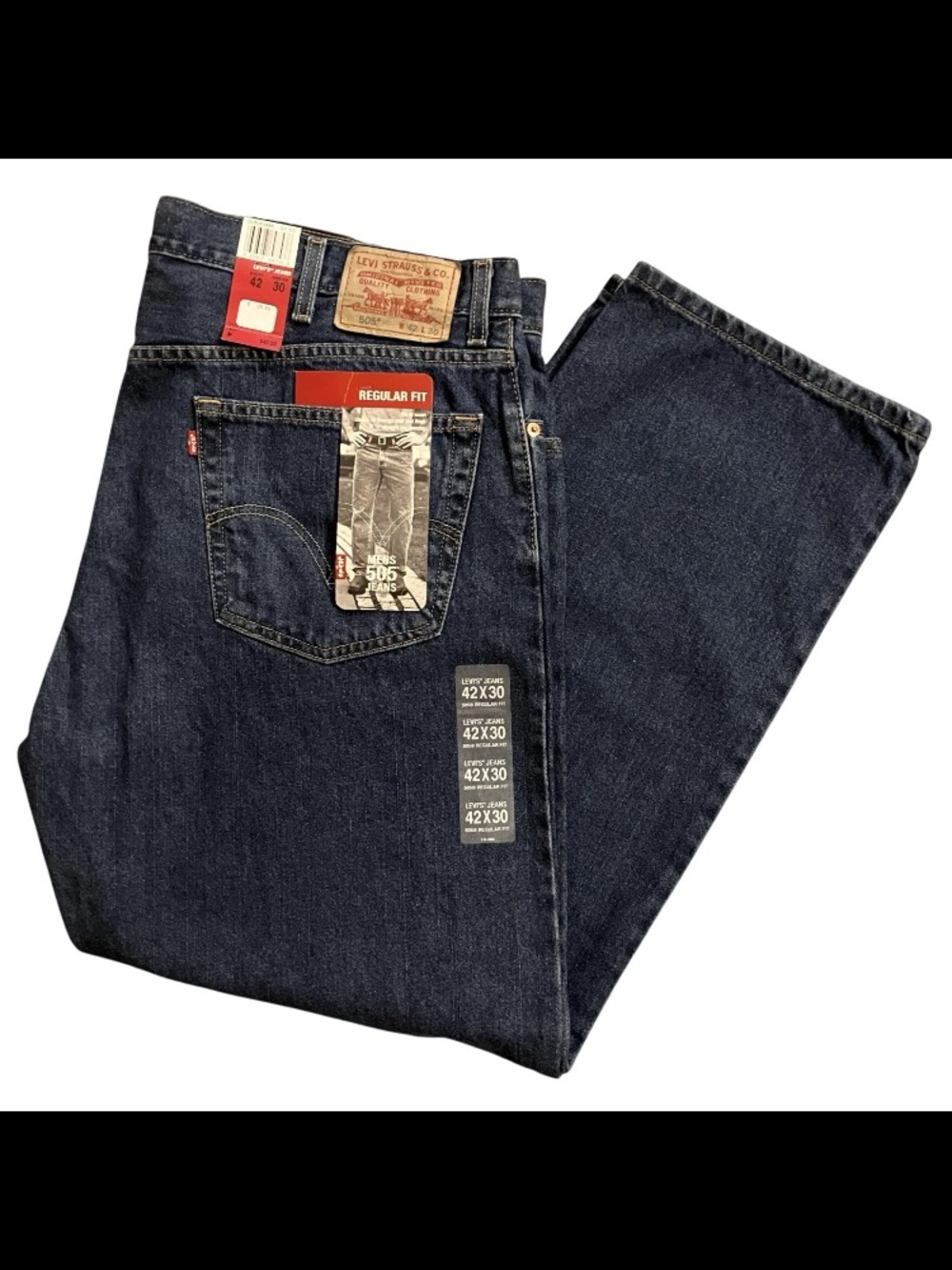 Levi's 505 Vintage 2004 Regular Fit Jeans 42x30 Deadstock NOS Y2K Blue